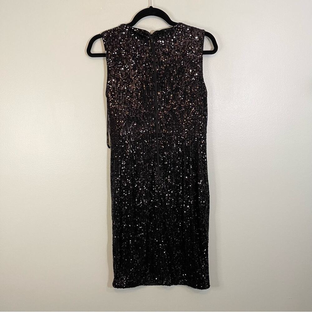 Calvin Stretch All Over Sequin Knot Detail Party Sheath Dress Black Size 8P NWT - Picture 11 of 15